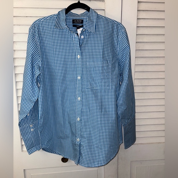 NWT J.Crew Garçon Organic Cotton Gingham Button Down Shirt Blue Size 4 Preppy - Picture 2 of 5